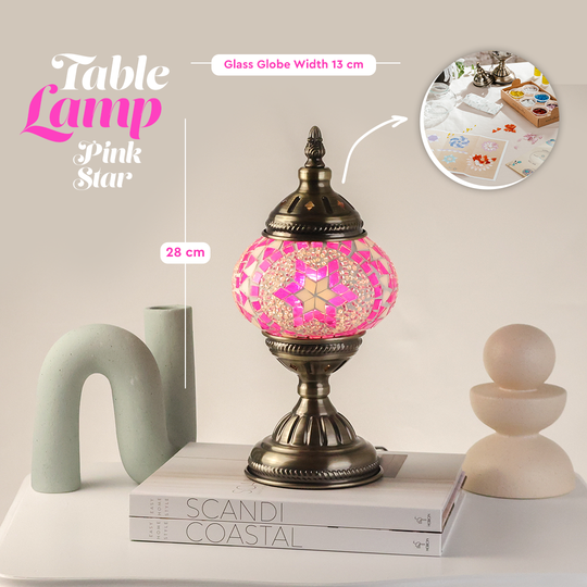 Boho Déco Lampe de Chevet Table de Nuit Mosaïque Verre Lampe